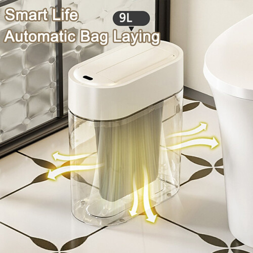 9L Two-Way Automatic Bagging Adsorption Rubbish Bin Trash Can with Lid Home Wall Mount Kitchen Dustbin 2
