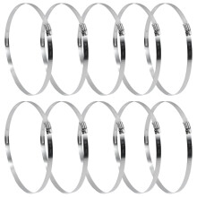 8 inch roestvrijstalen slangklemmen, wormwielkanaalklemmen verstelbaar 194-216 mm - verpakking van 10