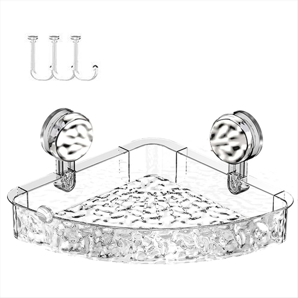 Suction Cup Corner Shower Shelf Corrugated Holder, Organizer With Hooks No-Drill Bathroom Suction For Kitchen Bathroom 4854054953685