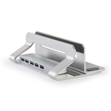 Verticale laptopstandaard, verstelbaar, aluminium laptophouder, dockstandaard, ondersteunt 11 17,3 inch laptops en tablets met 3.0-hub