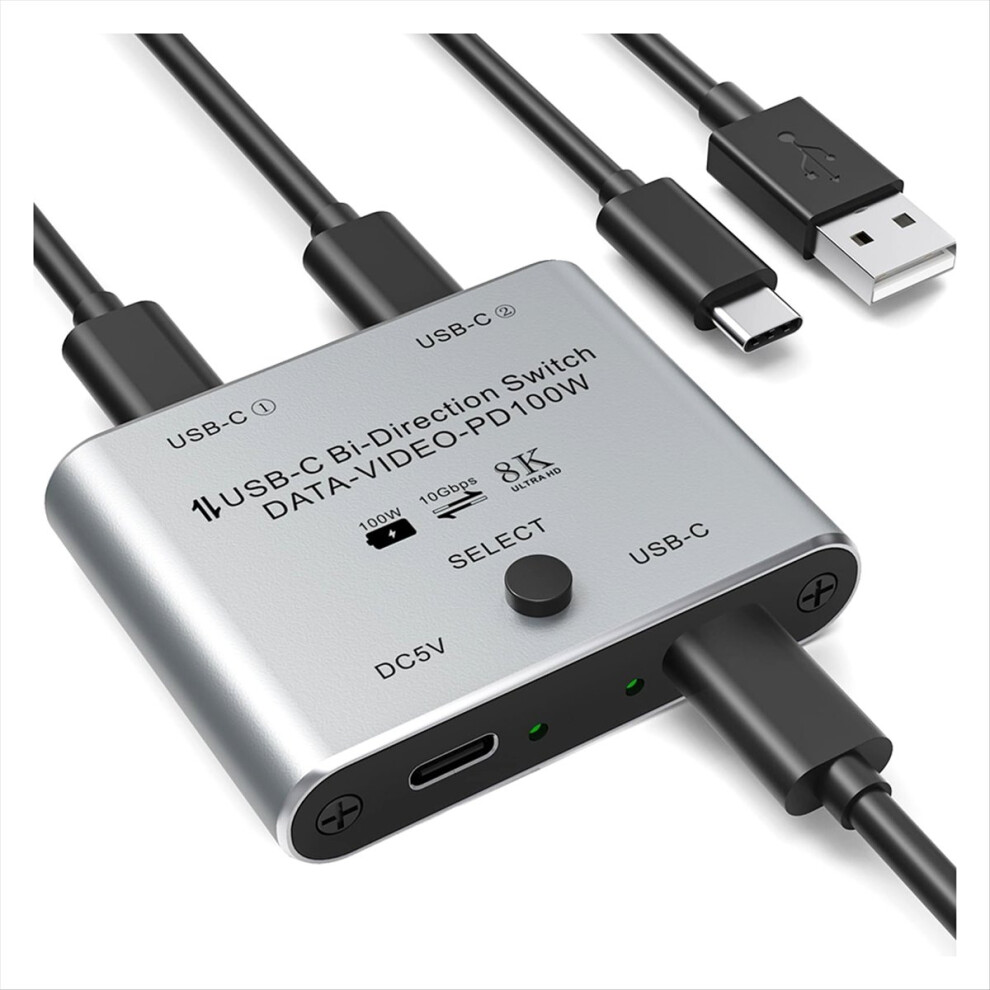 8K Usb C Switch Bi-Directional Usb-C Kvm Switcher Supports 8K 60Hz/4K144hz Video 100W Pd 10Gbps Data Transfer 4854054960249