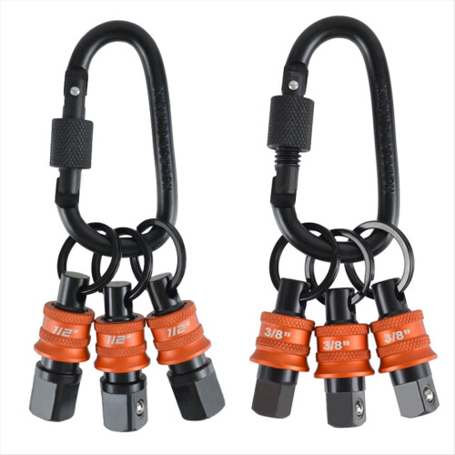 1/2 3/8 Inch Keychain Socket Hexagonal Shank Drill Bit Holder for Impact Drill Nut Driver Carabiner Socket Extension
