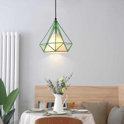 2PCS Creative Pendant Lights Modern Pendant Light Green Iron Metal Ceiling Light 25CM E27 2