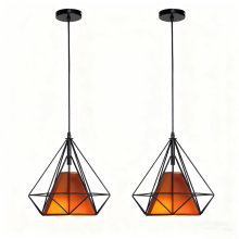 2PCS Creative Pendant Lights Modern Pendant Light Brown Iron Metal Ceiling Light 25CM E27