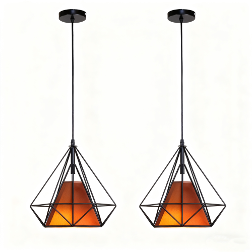 2PCS Creative Pendant Lights Modern Pendant Light Brown Iron Metal Ceiling Light 25CM E27
