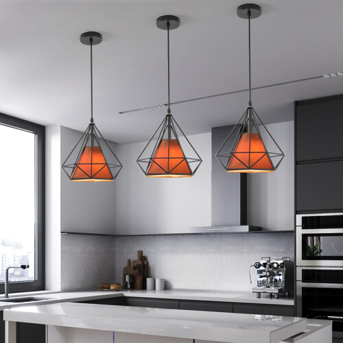 2PCS Creative Pendant Lights Modern Pendant Light Brown Iron Metal Ceiling Light 25CM E27 1