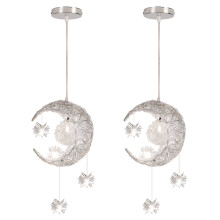 (2X) Modern Pendant Light Creative 25CM Moon Ceiling Light Vintage Retro Pendant Lights For Hallway Bedroom Living Room Cold White