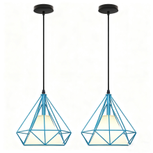 2PCS Creative Pendant Lights Modern Pendant Light Blue Iron Metal Ceiling Light 25CM E27
