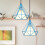 2PCS Creative Pendant Lights Modern Pendant Light Blue Iron Metal Ceiling Light 25CM E27 2