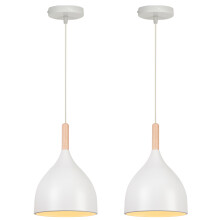 2PCS Modern Ceiling Light Retro Pendant Light White Metal Pendant Light , E27 Indoor Pendant Light For Bedroom Living Room Hallway