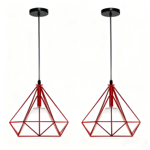 2PCS Creative Pendant Lights Modern Pendant Light Red Iron Metal Ceiling Light 25CM E27