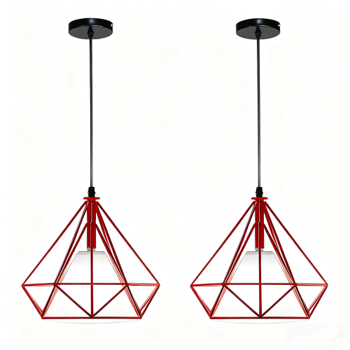 2PCS Creative Pendant Lights Modern Pendant Light Red Iron Metal Ceiling Light 25CM E27