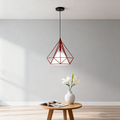 2PCS Creative Pendant Lights Modern Pendant Light Red Iron Metal Ceiling Light 25CM E27 2