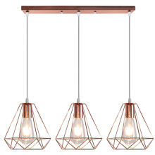 Vintage Pendant Lights Ø200MM Diamond Chandelier Retro Industrial Pendant Lights Height Adjustable 3 Lights Pendant Light Rose Gold