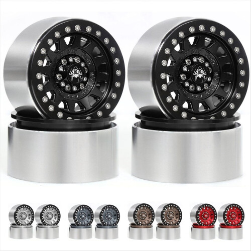 4 τεμάχια μεταλλικοί τροχοί Beadlock 1,55" με ζάντες 5 ακτίνων για RC 1/10 D90 CC01 LC70 MST καφέ 1