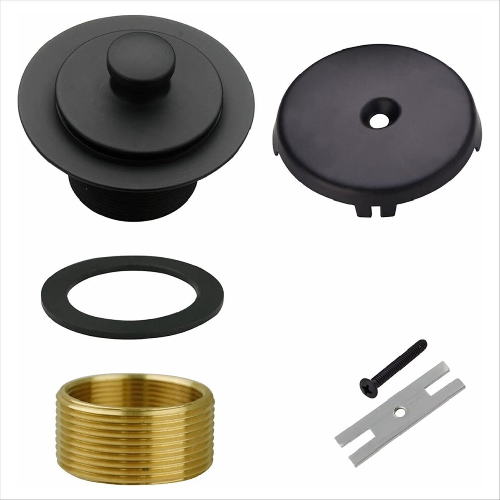 Tub Drain And Overflow Kit With Single Hole Overflow Faceplate Universal All Metal Lift & Turn Black Bathtub Drain Kit 4854054950240