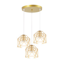 Vintage Chandelier E27 Modern Pendant Light Metal Ceiling Lamp 3 Lights Retro Ceiling Light Gold