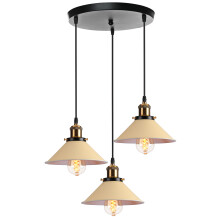 Retro Industrial Pendant Lights Metal Ceiling Light Vintage 3 Lights Pendant Lights E27 Base Yellow