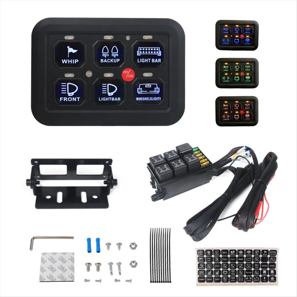 12V Led 6 Gang Switch Panel 600W-1200W Circuit Control Relay System Box Touch Control Panelt For Utv Caravan 4854054965480