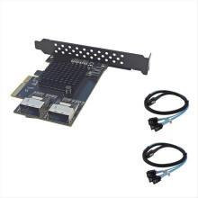 Rozširujúca karta PCI-E 1x 3.0 (1x, 4x, 8x a 16x sloty) na 2-portový MINISAS SFF-8087+ na 9-portový 3.0 pevný disk 6G