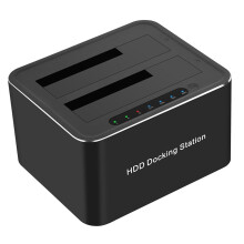 Station d'accueil USB 3.0 à double baie pour boîtier de disque dur HDD/SSD 2,5/3,5 pouces, station de clonage hors ligne, prise UE