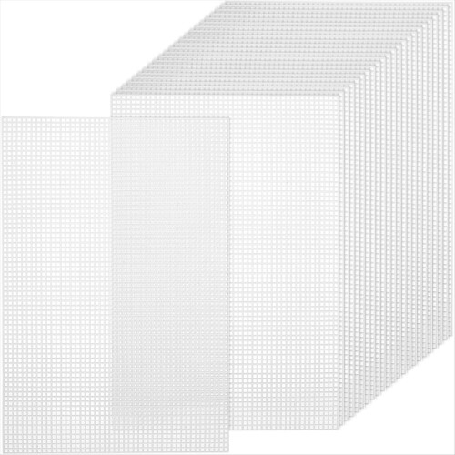 24 Pieces 7 Count Plastic Mesh Canvas Sheets, Plastic Canvas Sheets Mesh Sheet, Eye Meshes for Embroidery,Yarn Crafting