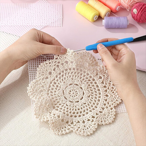 24 Pieces 7 Count Plastic Mesh Canvas Sheets, Plastic Canvas Sheets Mesh Sheet, Eye Meshes for Embroidery,Yarn Crafting 2