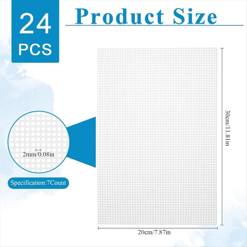 24 Pieces 7 Count Plastic Mesh Canvas Sheets, Plastic Canvas Sheets Mesh Sheet, Eye Meshes for Embroidery,Yarn Crafting 1