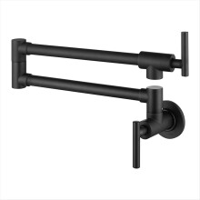 Pot Filler Faucets for Kitchen, Sink, Stove and Bar Wall Mount Double Joint Swing Arms.Leak Free Designs Black