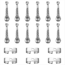 Kit com 18 peças para gravata bolo, incluindo ponteiras de liga metálica, terminais e fechos de reposição para decoração de roupas e artesanato.