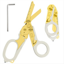 Tesoura multifuncional para uso externo, retrátil e fácil de guardar, em aço inoxidável H420C, 6 em 1, ferramenta médica.