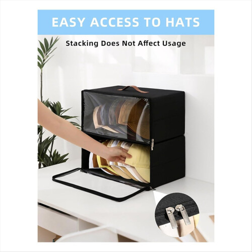 2 Pack Front-Opening Hat Organizer for Baseball Ca 2