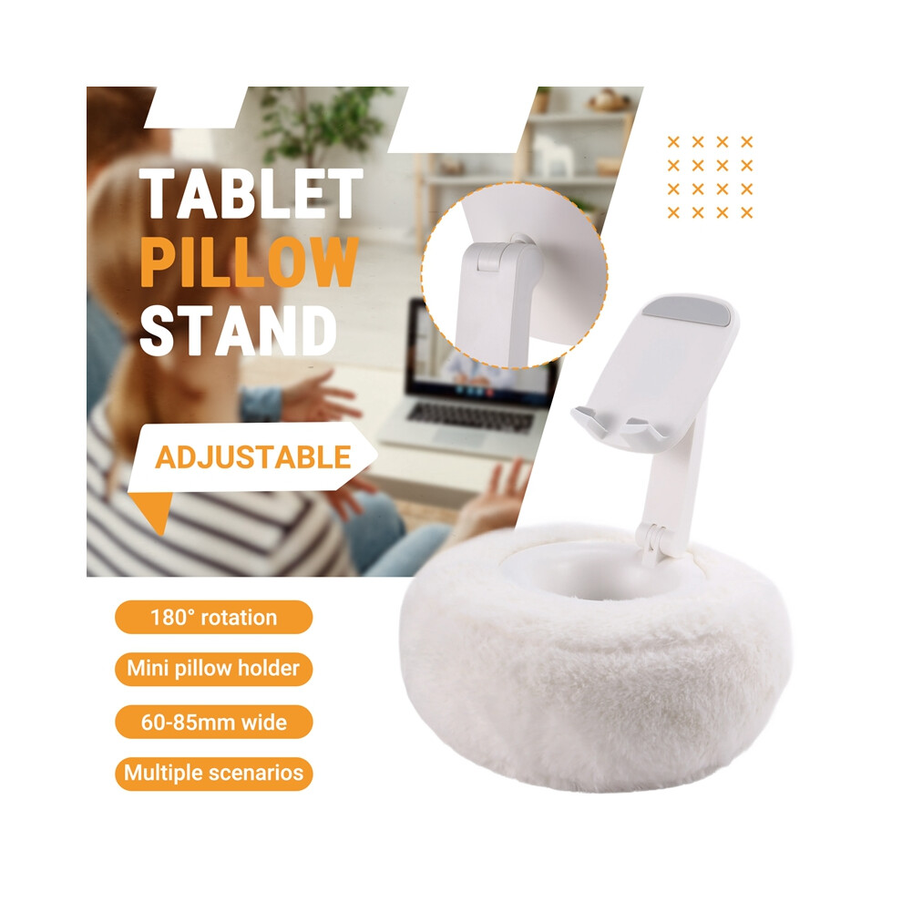 Adjustable For Kindle Pillow Stand Reading Support With Fuzzy Bowl 360 Phone Holder For Bed White 4851489636121