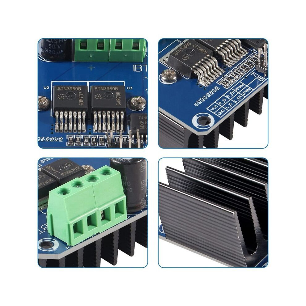 2Pcs Bts7960 43A High Power Motor Driver Module Smart Car Driver Module For Arduino Current Limit 4853858110386