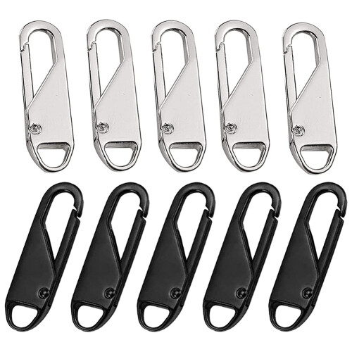 Metal Replacement Zipper (10 Pieces), Tabs for Zip