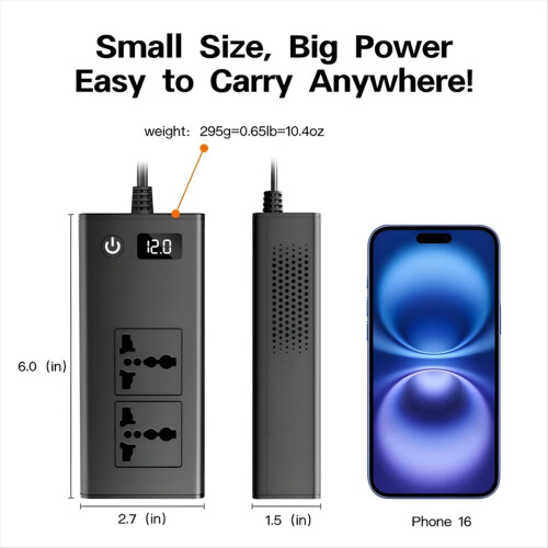 200W Car Power Inverter, 12V to 220V 20W USB-C/USB 2