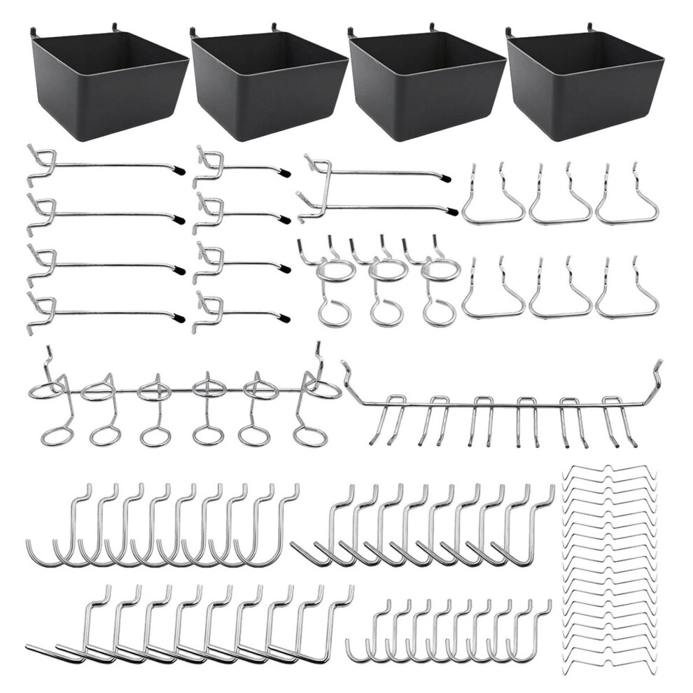 80 Piece Pegboard Hooks Assortment With Bins, Peg 4853858102770