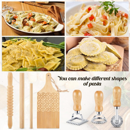 7-Piece Gnocchi Pasta Making Tools, Wooden Board w 2