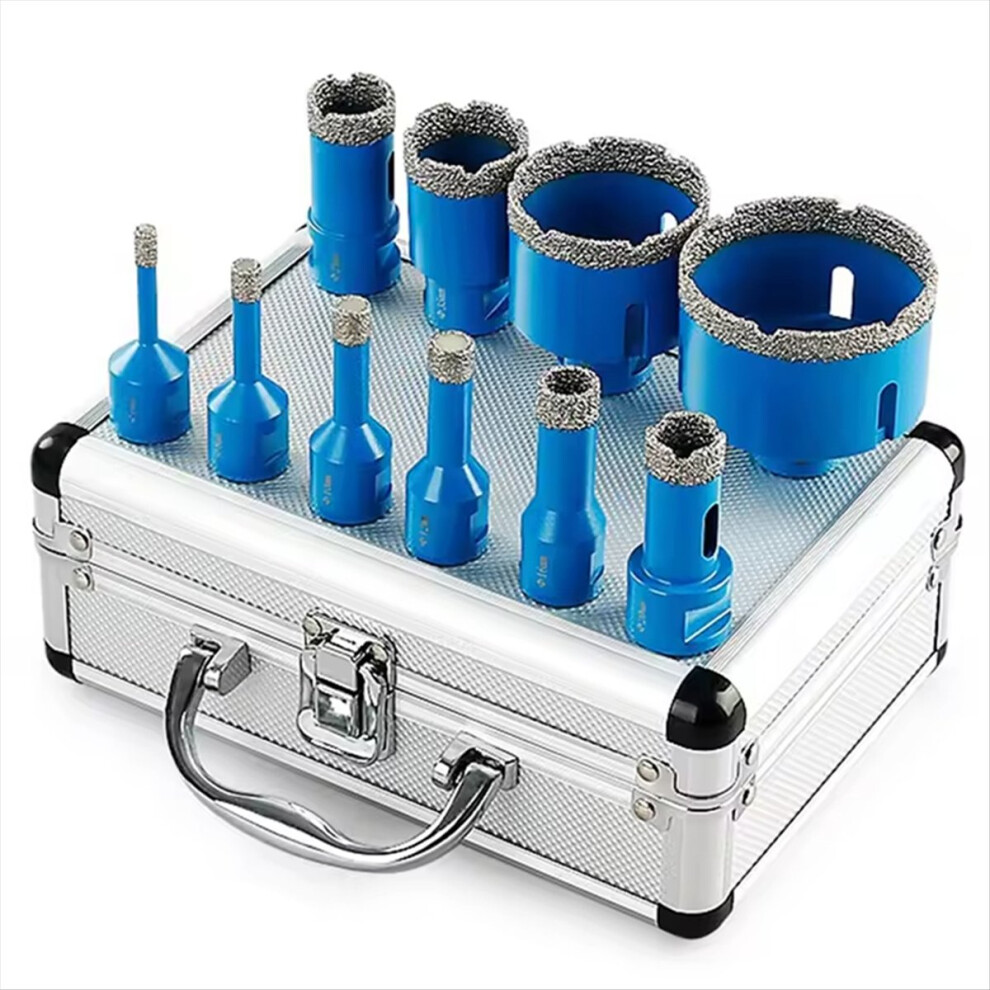 10Pcs Brazed Dry Drill Bits Kit M14 Thread Diamond 4853666924106
