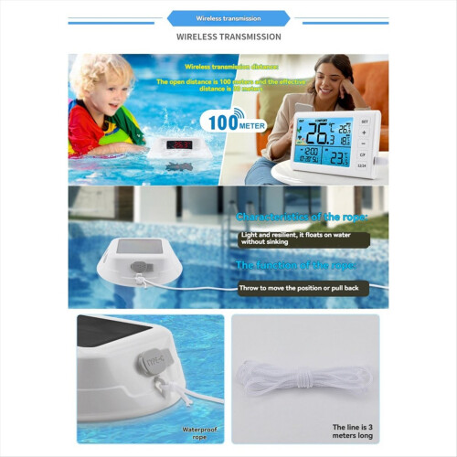 Wireless Floating Pool Thermometer Solar LED Digit 2
