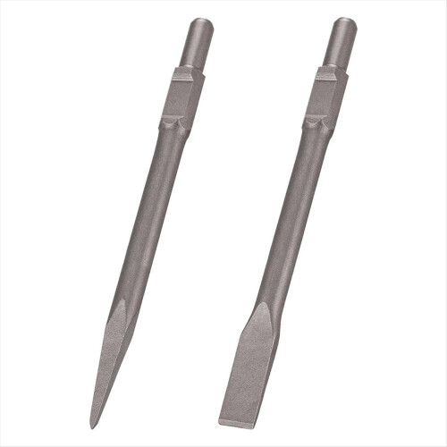 2pc 1-3/16 Inch Hex Chisel Set with Point & Flat C 1