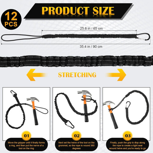 12 Pack Tool Lanyard with Single Metal Buckle and 2