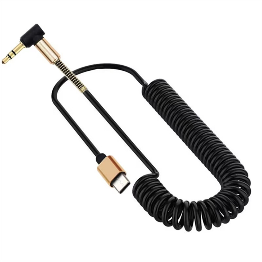 Spring Spiral Coiled Usb C To 90 Degrees 3.5Mm Ext 4853666957005