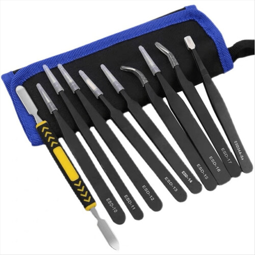 10Pcs Precision ESD Tweezers Set, Anti-Static Tool 2