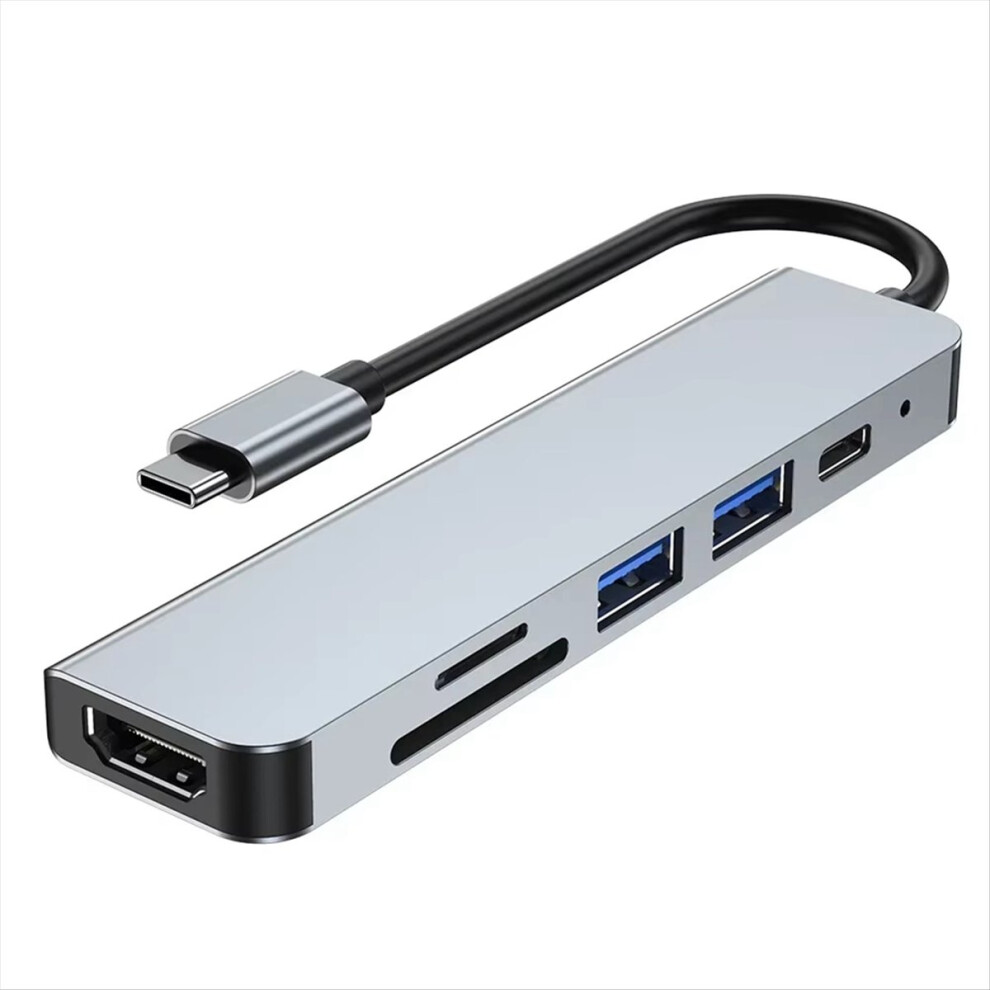 Product 6 In 1 Usb Type C Hub Hdmi-Compatible 4K Usb 3.0 Pd Fast Charge Hub To Ethernet Rj45 Lan 4853666957753