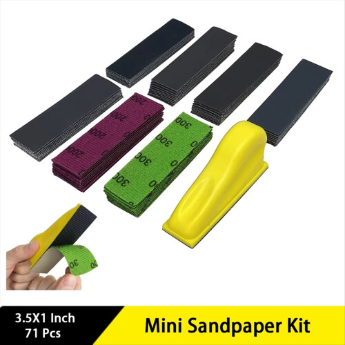 3.5x1inch Mini Sandpaper with Hook and Sanding Blo 2