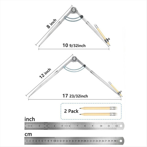 Woodworking Compass Geometry Tool - Professional Locking Drafting Compass with Pencil Holder 300mm 2