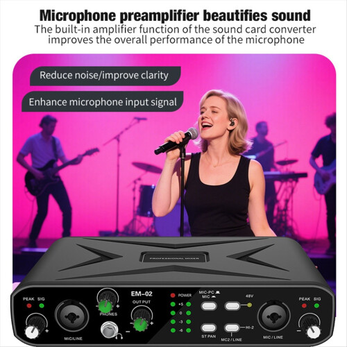 External Sound Card Mixer USB Computer Driver-Free 2