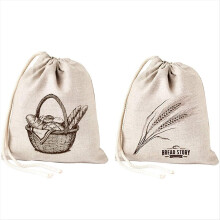 Linen Bread Bags -2 Pack Art Design Natural Unblea