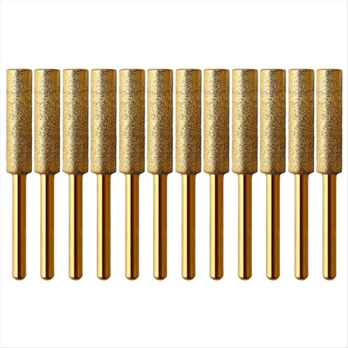 12PCS Diamond Coated Cylindrical Burr 5.5mm Chains